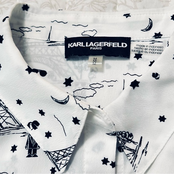 Karl Lagerfeld Paris Med White and Black Whimsical Eiffel Tower Print - Picture 3 of 11